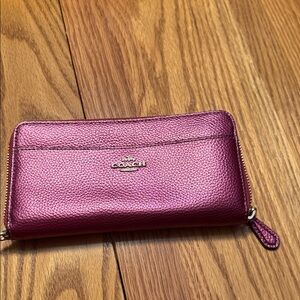 Coach Metallic wine wallet like brand new condition
